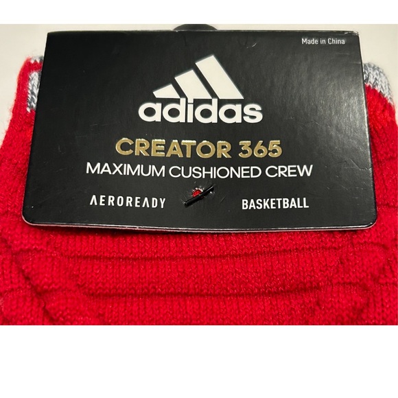 Adidas Creator 365 Basketball Crew Socks 1 Pair Men 12-16 Red w/ White Logo NEW - Picture 5 of 11